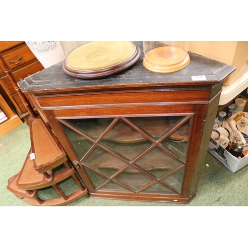 518 - 19thC Astragal glazed corner cabinet with shaped selves to interior