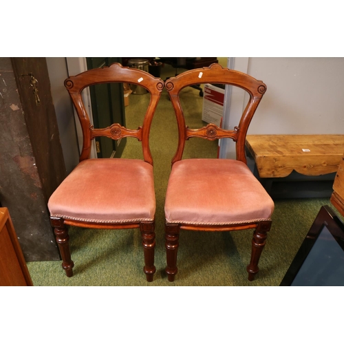 530 - Set of 4 Edwardian Mahogany dining chairs with pink upholstered seats