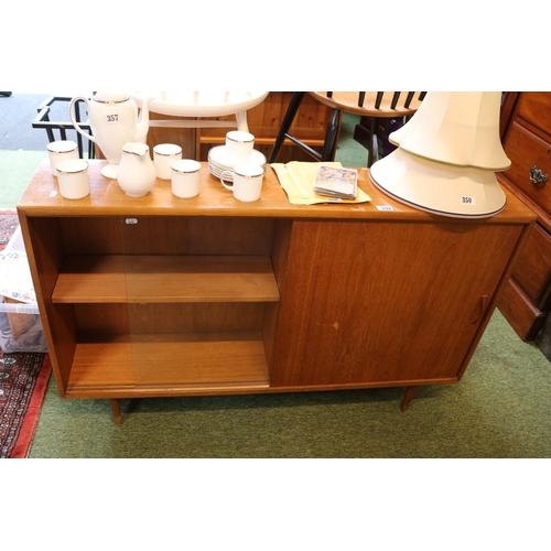 532 - Mid Century hall cabinet with sliding glass door and cupboard