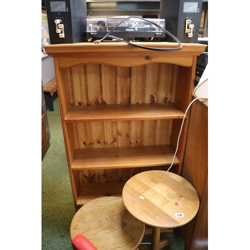 537 - Pair of Pine 3 Shelf bookcases with panel back