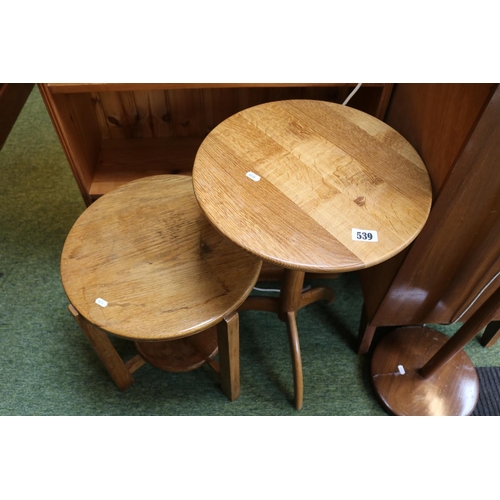 539 - George Mizell Cabinet Maker Oak table and another Oak table