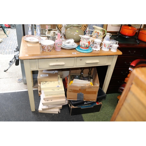 544 - Oak Topped 2 drawer desk with painted base