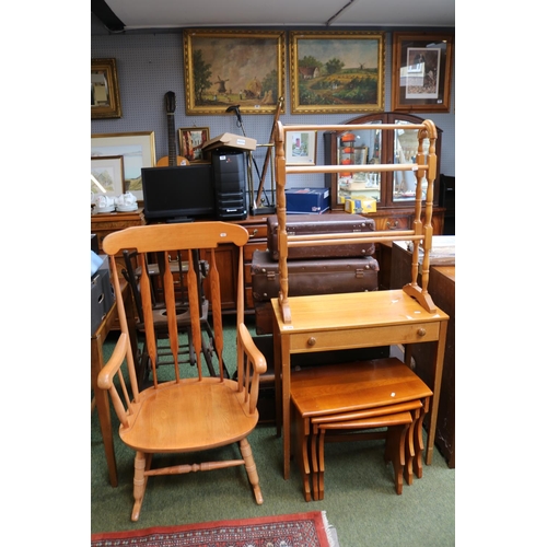 546 - Collection of assorted small furniture to include Nest of tables, Towel Rail and a rocking chair