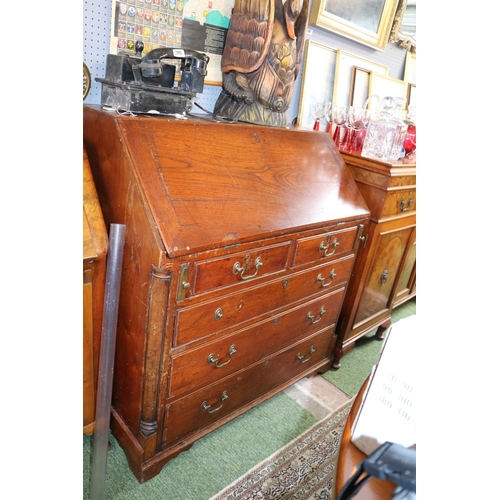 558 - 19thC Oak Fall front bureau with fitted interior