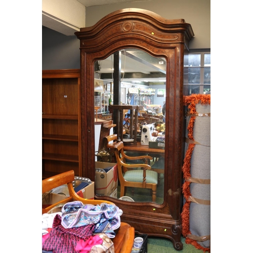 569 - Large Mahogany French Armoire with fitted interior and Mirrored door