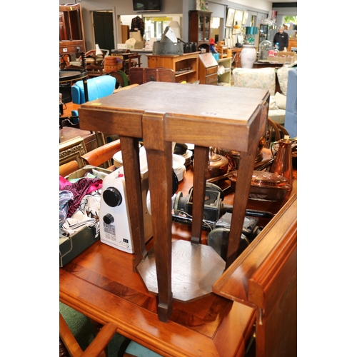 574 - Oak Art Deco Square table with under tier