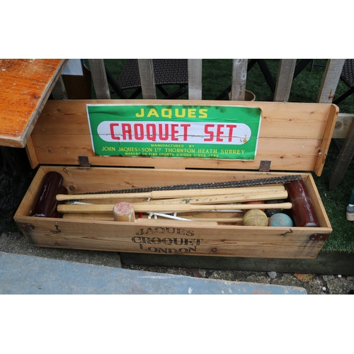 580 - Jaques of London Croquet Set in Pine Plank box