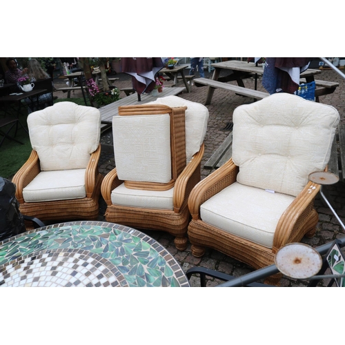 588 - Conservatory suite of 3 chairs and footstool