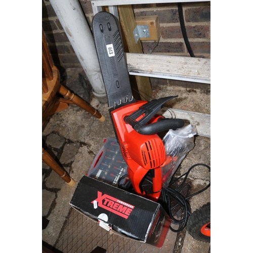 613 - Xtreme Router with bits and a Electric Chainsaw