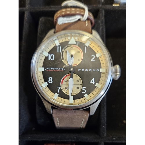 486B - Pegoud Automatic Power Reserve on Brown Leather strap