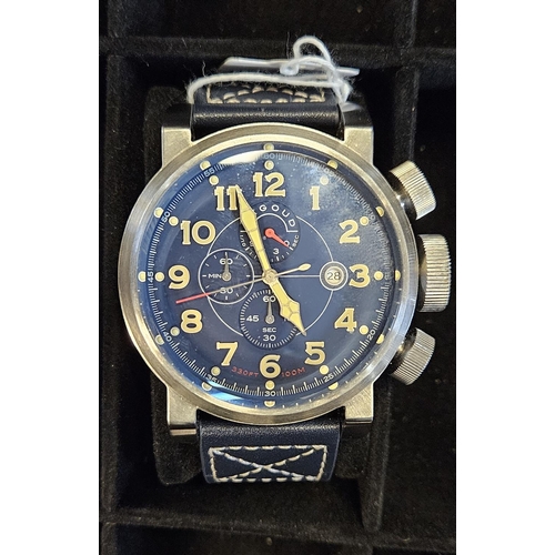 486M - Pegoud Mega Quartz watch with Navy face and strap