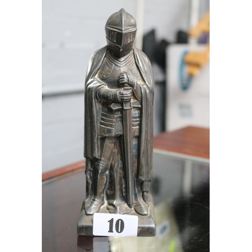 10 - Vintage German Spelter table lighter in the form of a Knight. 19cm in Height