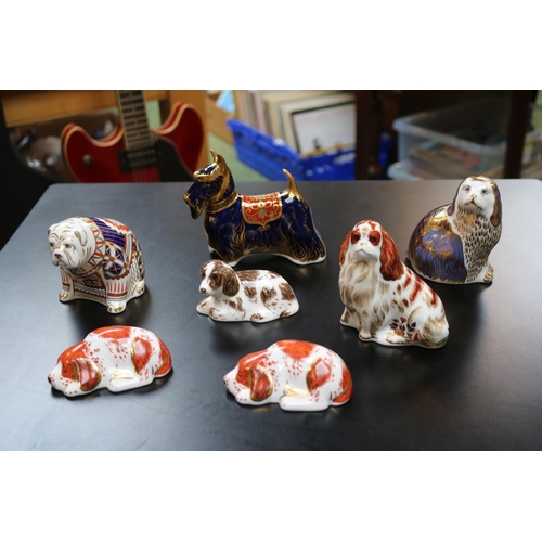 100 - Collection of Royal Crown Derby Paperweight Dogs Scottie Dog, Spaniel, Cavalier King Charles Spaniel... 