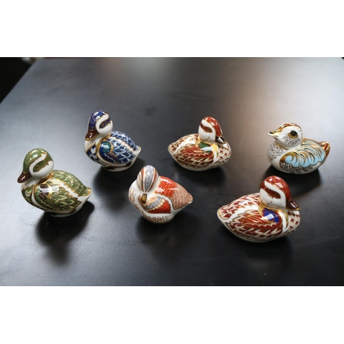 102 - Collection of Royal Crown Derby Paperweight Ducklings to include Teal, Mallard etc (6)