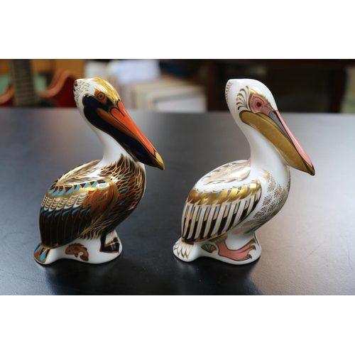 108 - Royal Crown Derby Paperweight White Pelican 290 of 5000 and a Pelican Signed dated 1978-1998 Hadleig... 