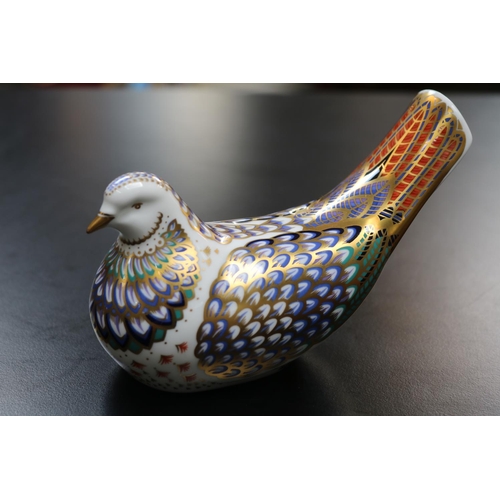 112 - Royal Crown Derby Paperweight Millennium Dove Signature Edition of 1500 with Gold Stopper 2000