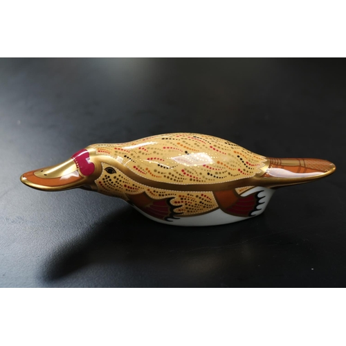 117 - Royal Crown Derby Paperweight Australian collection Duck Billed Platypus with Gold Stopper