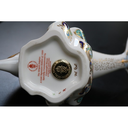 118 - 2 Royal Crown Derby Paperweights to include The Striped Dolphin Gold signature edition of 1500 for C... 