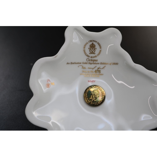 121 - Royal Crown Derby Paperweight Octopus Exclusive Gold Signature Edition 475 of 2500 MMIV with Gold St... 