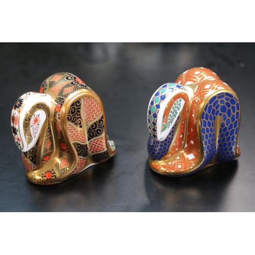 127 - 2 Royal Crown Derby Paperweights Snakes in 2 Colourways MMI & LII