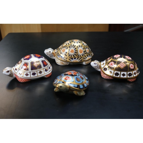 139 - 4 Royal Crown Derby Tortoise Paperweights to include The Yorkshire Rose Tortoise Mother Tortoise, Te... 