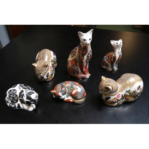 151 - Collection of Royal Crown Derby Cat/Feline Paperweights to include Cottage Garden Cat, Clover, Catni... 