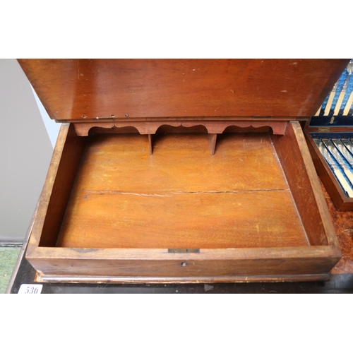 169 - 19thC Walnut Inlaid clerks tabletop writing slope with fitted interior