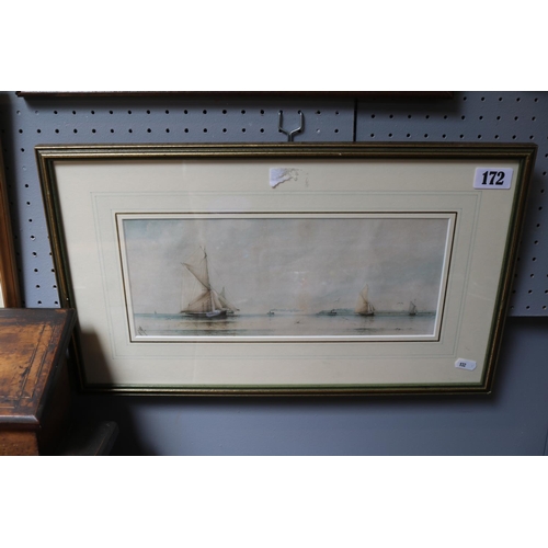 172 - Framed Watercolour by Richard Markes entitled 'After the Races off Cowes' Monogrammed to bottom left