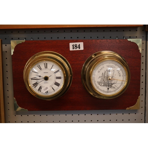 184 - Maritime Stager mounted clock and Barometer set