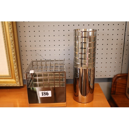 186 - Georg Jensen Matrix Stainless Steel Cube Vase. Designed by Monica Förster for Georg Jensen. Medium s... 