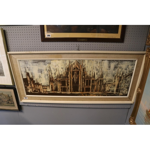 198 - Large Framed 1970s Oil board depicting Piazza Del Duomo Milan signed to bottom right Collinson. 112 ... 