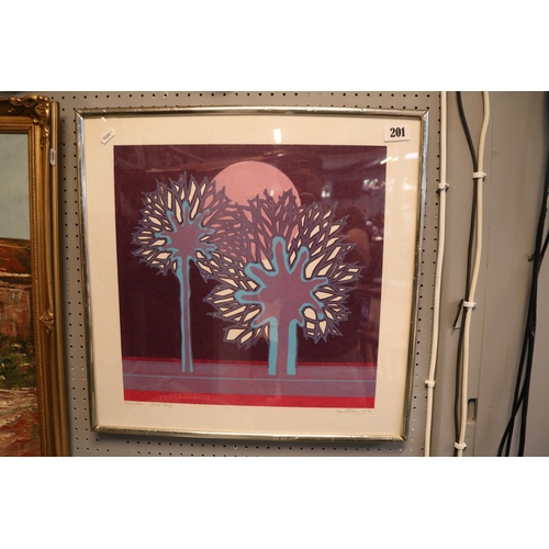 201 - GERALD CLEMENTS. 'Town Trees' Artists Proof Screen print. Signed, titled, dated 1972