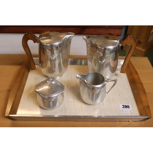 208 - Mid Century Picquot ware tea set on tray