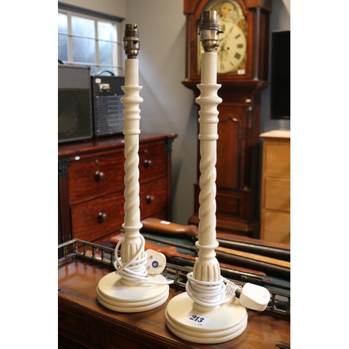 213 - Pair of Contemporary Painted Barley twist candlesticks