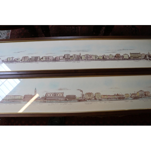 225 - Pair of Venetian Panoramic Street/Waterway Scenes