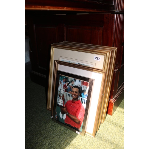 232 - Collection of assorted Sporting Prints and a Tiger Woods Framed Print