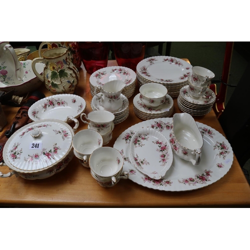 241 - Royal Albert Lavender Rose Dinner service to include Tureen, Dinnerplates, Meat plate etc