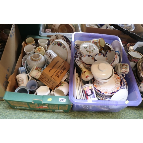 243 - 2 Boxes of assorted Ceramics to include Wedgwood Jasperware, Tuscan China, T G Green & Co etc