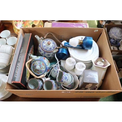 262 - Box of assorted ceramics to include Platinum Rose, Carriage Lamps etc