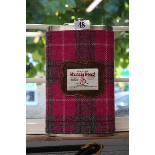 48 - Harris Tweed 64oz Stainless Steel Spirit Flask