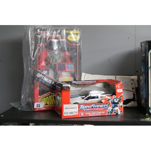 55 - Vintage Transformer Diecast Ford Mustang GT & a Super Cyborg Optimus Prime