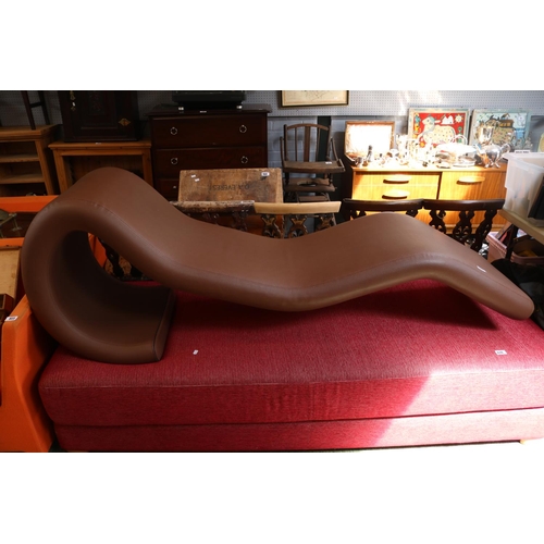 609 - Tantra Shaped Brown Leather effect weighted chair