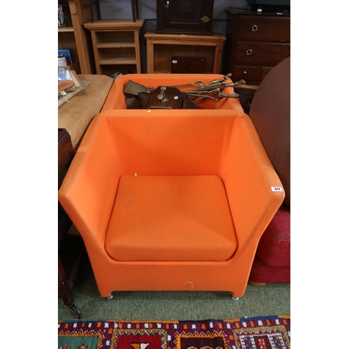 611 - Pair of Italian Office Orange Elbow chairs