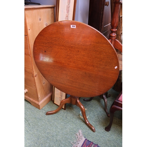 616 - 19thC Oak Tilt top circular table on tripod base