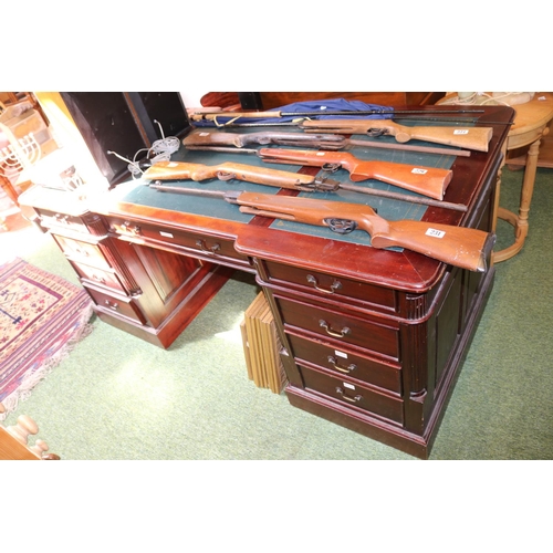 627 - 20thC Directors Desk with inset panels