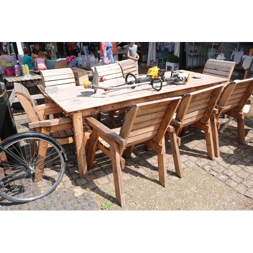 634 - Very Large Garden table and 8 chairs of slatted design