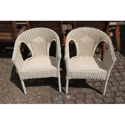 636 - Pair of Woven painted Elbow chairs