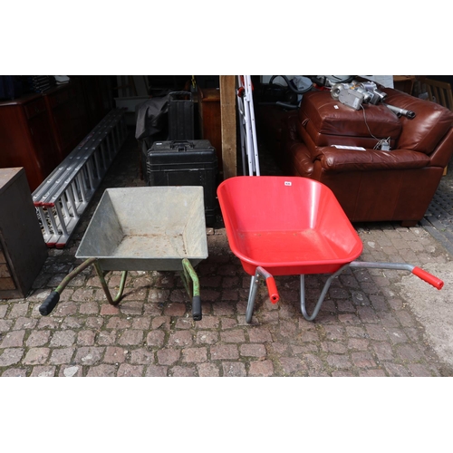 659 - Plastic Garden Wheelbarrow and a Galvanized Garden Wheelbarrow