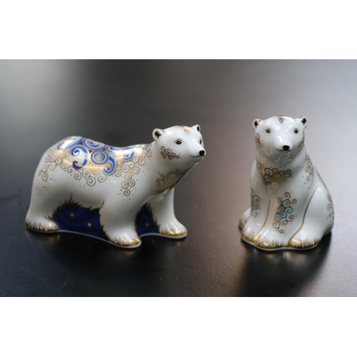 81 - Royal Crown Derby Paperweight Polar Bear Cubs Signature Edition for Connaught House MMVI with Gold S... 