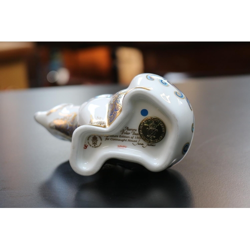 86 - Royal Crown Derby Paperweight Polar Bear Cubs Signature Edition for Connaught House MMIV with Gold S... 